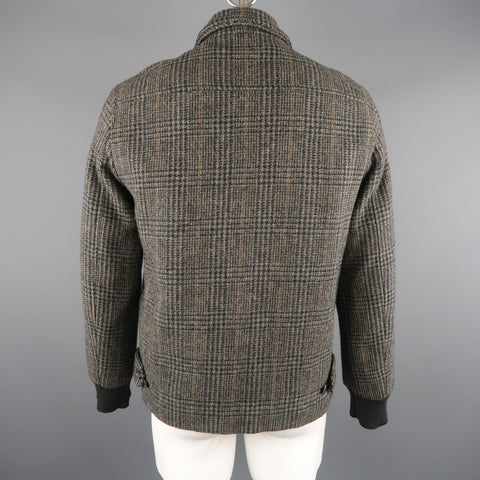 MARC JACOBS 42 Grey & Black Plaid Wool Bomber Jacket