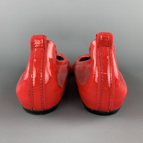 LANVIN Size 10 Red Patent Leather Ballet Flats