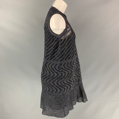 M MISSONI Size 6 Silver & Black Knitted Polyamide Bend Sleeveless Dress