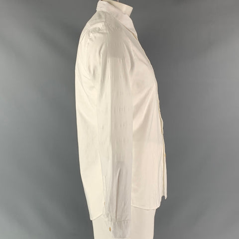 PAUL SMITH Size L White Solid Cotton Button Up  Long Sleeve Shirt
