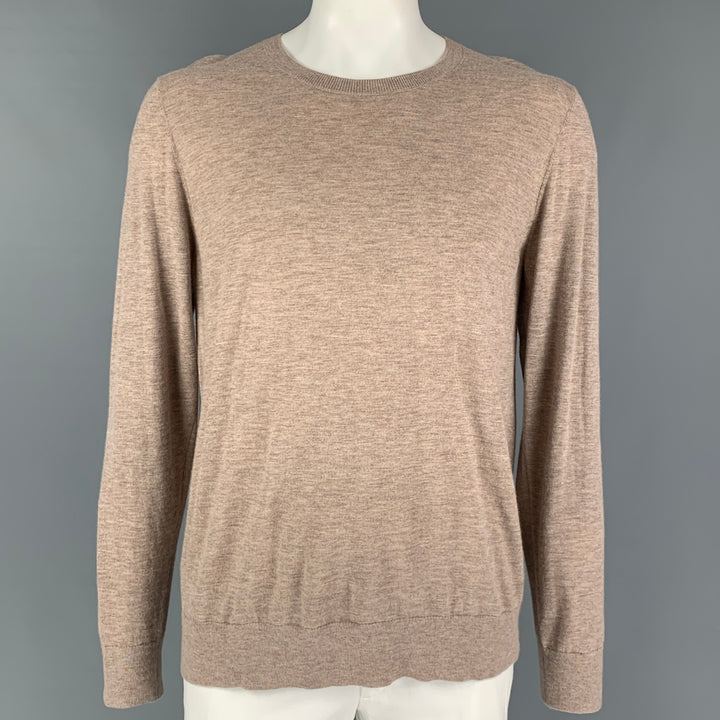 BURBERRY LONDON Size XXL Taupe Heather Cashmere Crew-Neck Pullover