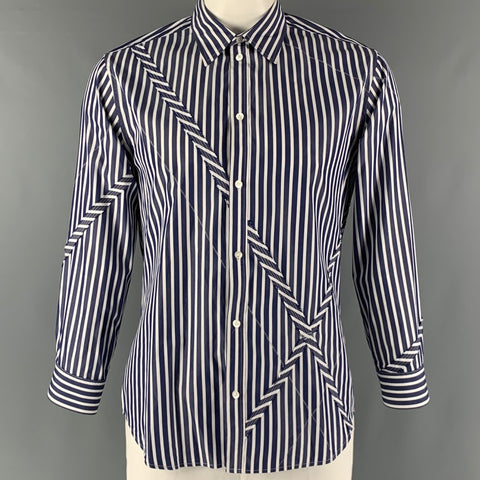 3.1 PHILLIP LIM Size L Navy White Stripe Long Sleeve Shirt