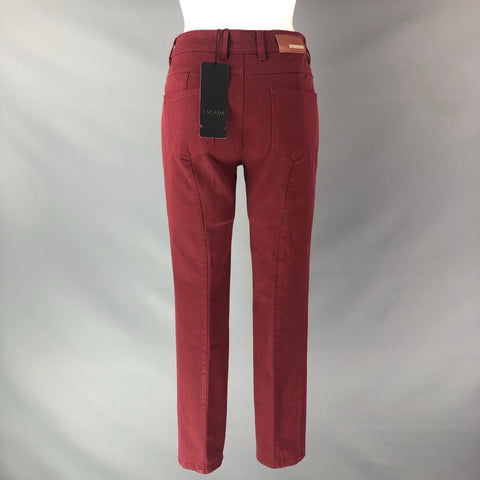 ESCADA Taille 4 Pantalon habillé uni en coton et élasthanne bordeaux