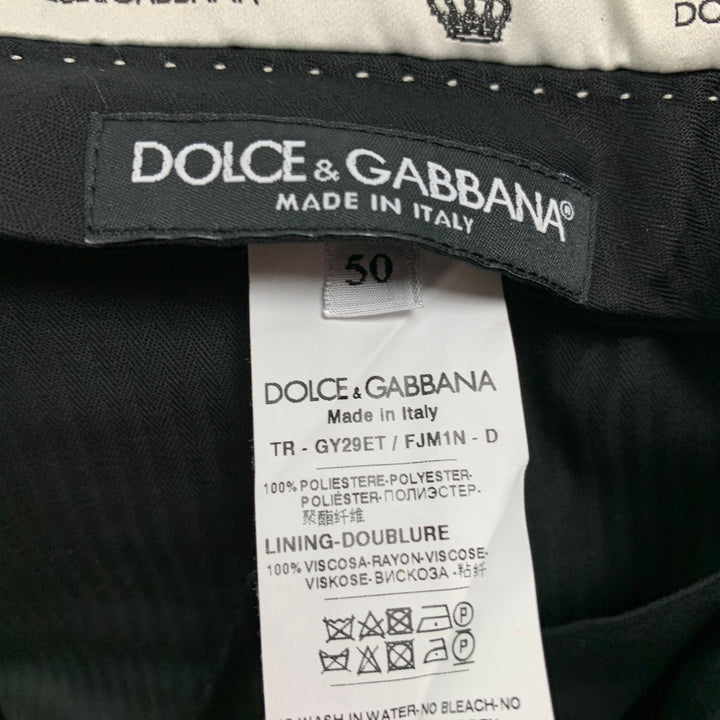 DOLCE & GABBANA Size 42 Gold Black Burgundy Jacquard Polyester / Cotton Notch Lapel Suit