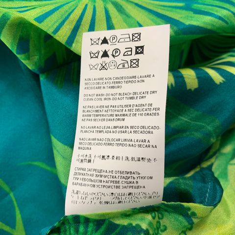 VERSUS by GIANNI VERSACE Size 36 Blue Green Leaves Silk Long Sleeve Shirt