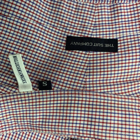 THE SUIT COMPANY Size S Red Blue & White Checkered One pocket Long Sleeve Shirt