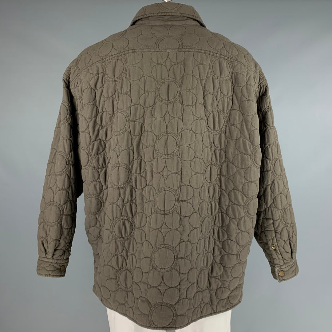 ACNE STUDIOS Size 46 Green Olive Quilted Cotton Snaps Coat
