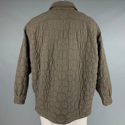 ACNE STUDIOS Size 46 Green Olive Quilted Cotton Snaps Coat