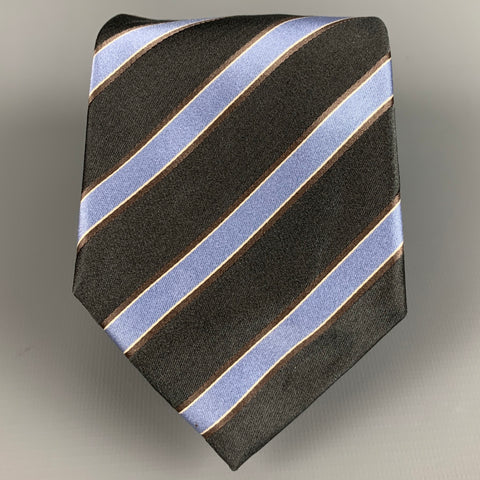MICKY Grey Blue Diagonal Stripe Silk Tie