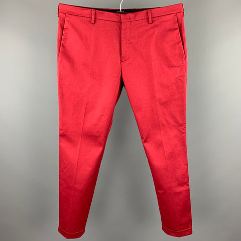 PAUL SMITH Size 36 Burgundy Cotton Zip Fly Dress Pants