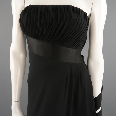 Vintage CHANEL Spring 1991 Size 6 / FR 38  Black Silk Bustier Ribbon Cocktail Dress