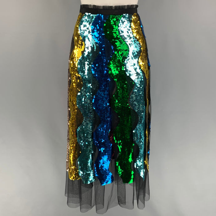 GUCCI FW 16 Size 4 Multi-Color Snake Sequin Maxi Tulle Skirt
