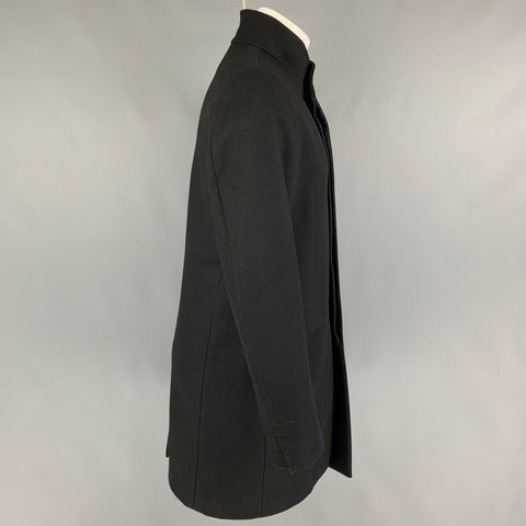 THEORY Size M Black Wool Blend Hidden Placket Coat