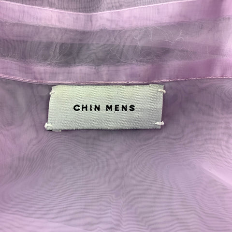 CHIN MENS Size M Lavender See Through Organza Button Up Short Sleeve Shirt