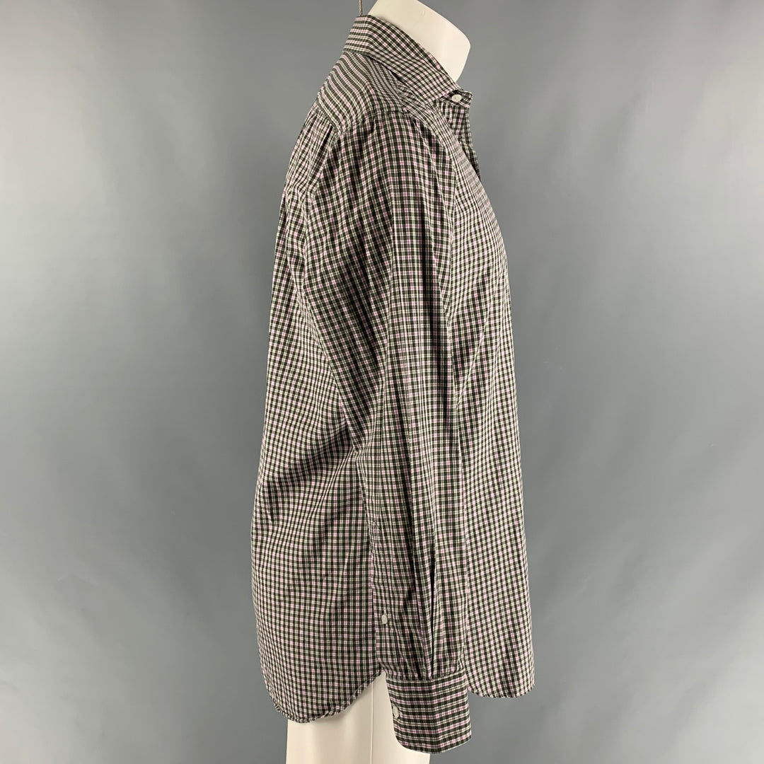 HAMILTON Size S Green & Pink Checkered Cotton Spread Collar Long Sleeve Shirt