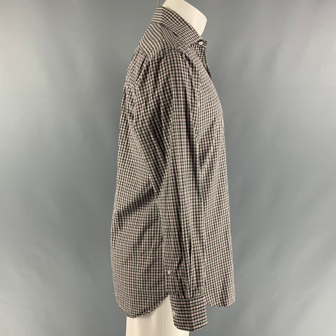 HAMILTON Taille S Chemise à manches longues en coton à carreaux vert et rose