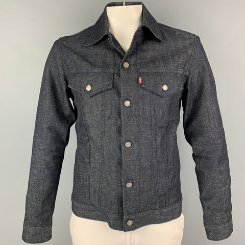 LEVI'S Size M Blue Indigo Damask Denim Trucker Jacket