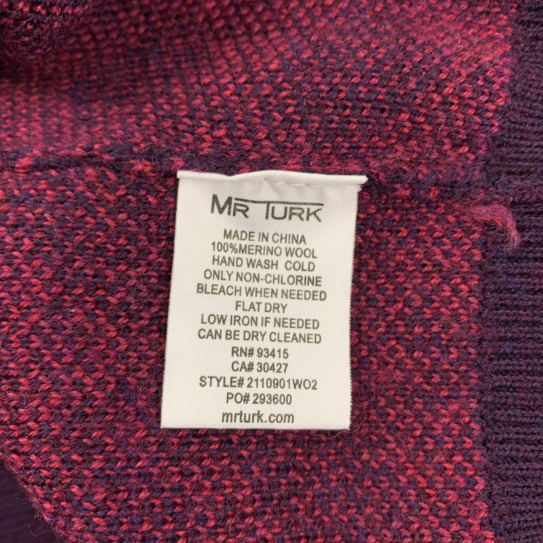 MR TURK Size M Purple Pink Geometric Merino Wool Crew-Neck Sweater