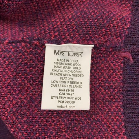 MR TURK Size M Purple Pink Geometric Merino Wool Crew-Neck Sweater