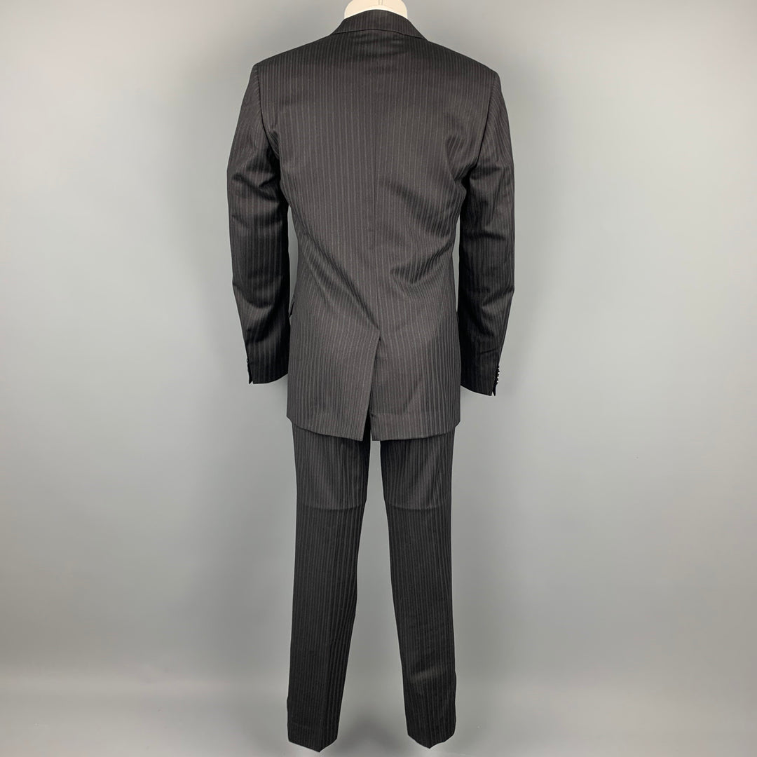 D&G by DOLCE & GABBANA Size 40 Regular Black Stripe Wool Blend Notch Lapel Suit