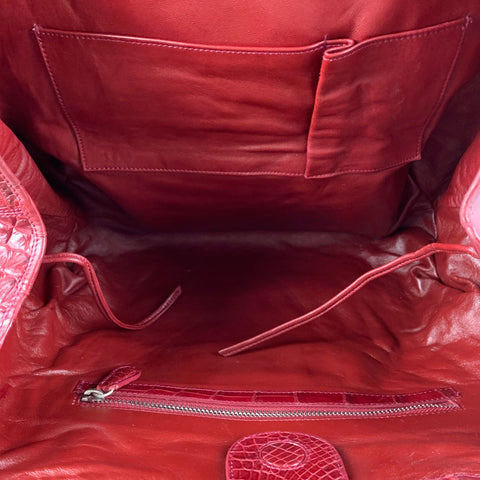 GENUINE CROCODILE SKIN Burgundy Crocodile Tote Handbag