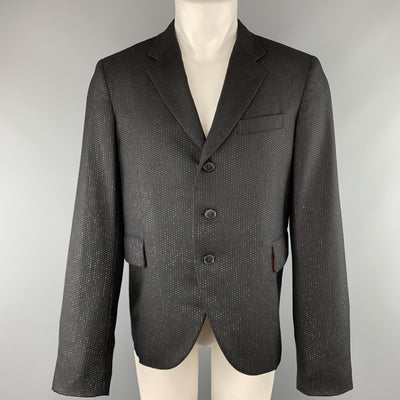 COMME des GARCONS HOMME PLUS Size L Black Metallic Spotted Stripe Wool Notch Lapel Sport Coat