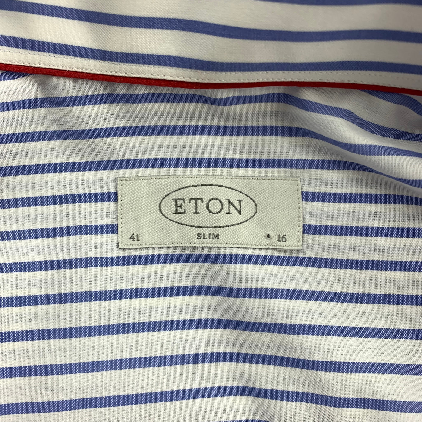 ETON Size M White & Blue Stripe Cotton Button Up Long Sleeve Shirt