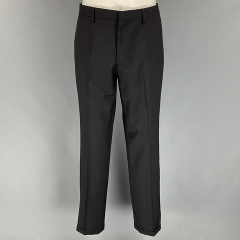 BURBERRY LONDON Size 40 Black Virgin Wool Single Breasted Suit