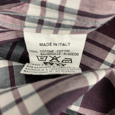 LAB by PAL ZILERI Size M White Purple Plaid Cotton Button Down Long Sleeve Shirt