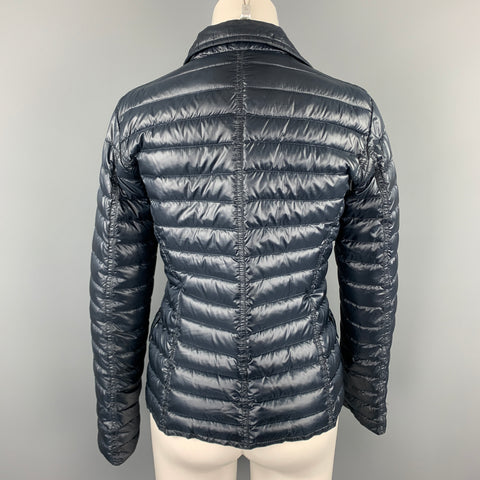 HERNO Taille 6 Veste matelassée en duvet d'oie bleu marine à revers cranté