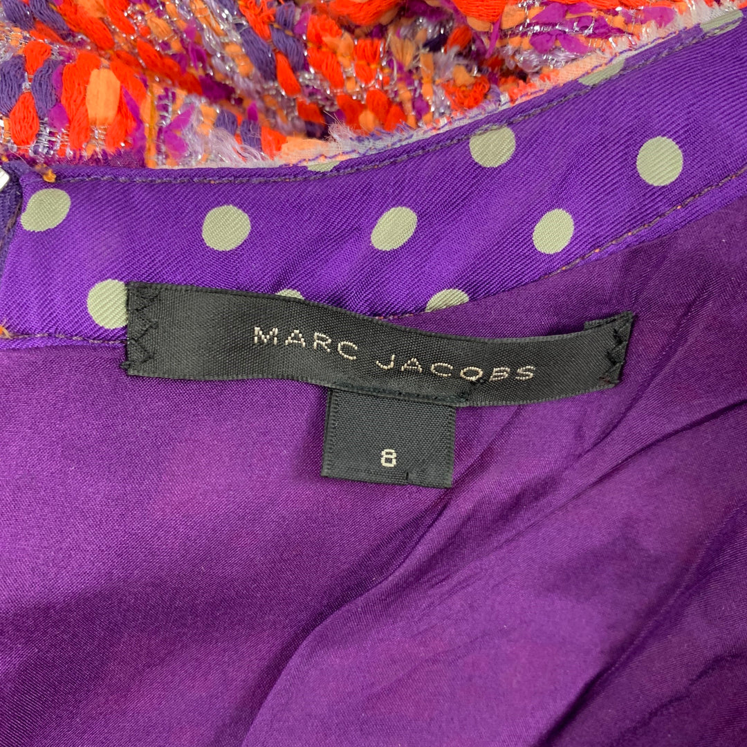 MARC JACOBS Size 8 Orange Purple Acrylic Blend Tweed Shift Dress