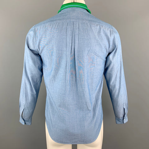 TOMORROWLAND Size XS Blue Cotton Knitted Collar Button Up Long Sleeve Shirt
