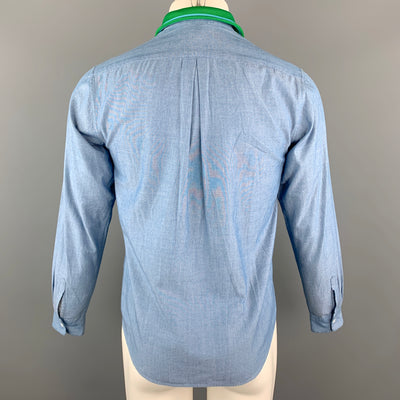 TOMORROWLAND Size XS Blue Cotton Knitted Collar Button Up Long Sleeve Shirt