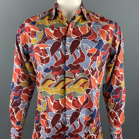 RICHFRESH Size M Multi-Color Print Cotton Hidden Buttons Long Sleeve Shirt