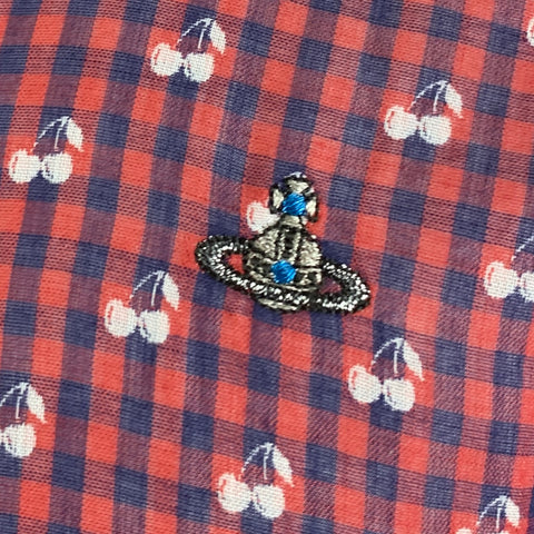 VIVIENNE WESTWOOD Size 36 Red White Blue Checkered Cotton Long Sleeve Shirt