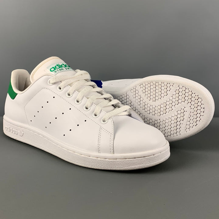 ADIDAS x STAN SMITH Size 10.5 White Leather Lace Up Sneakers