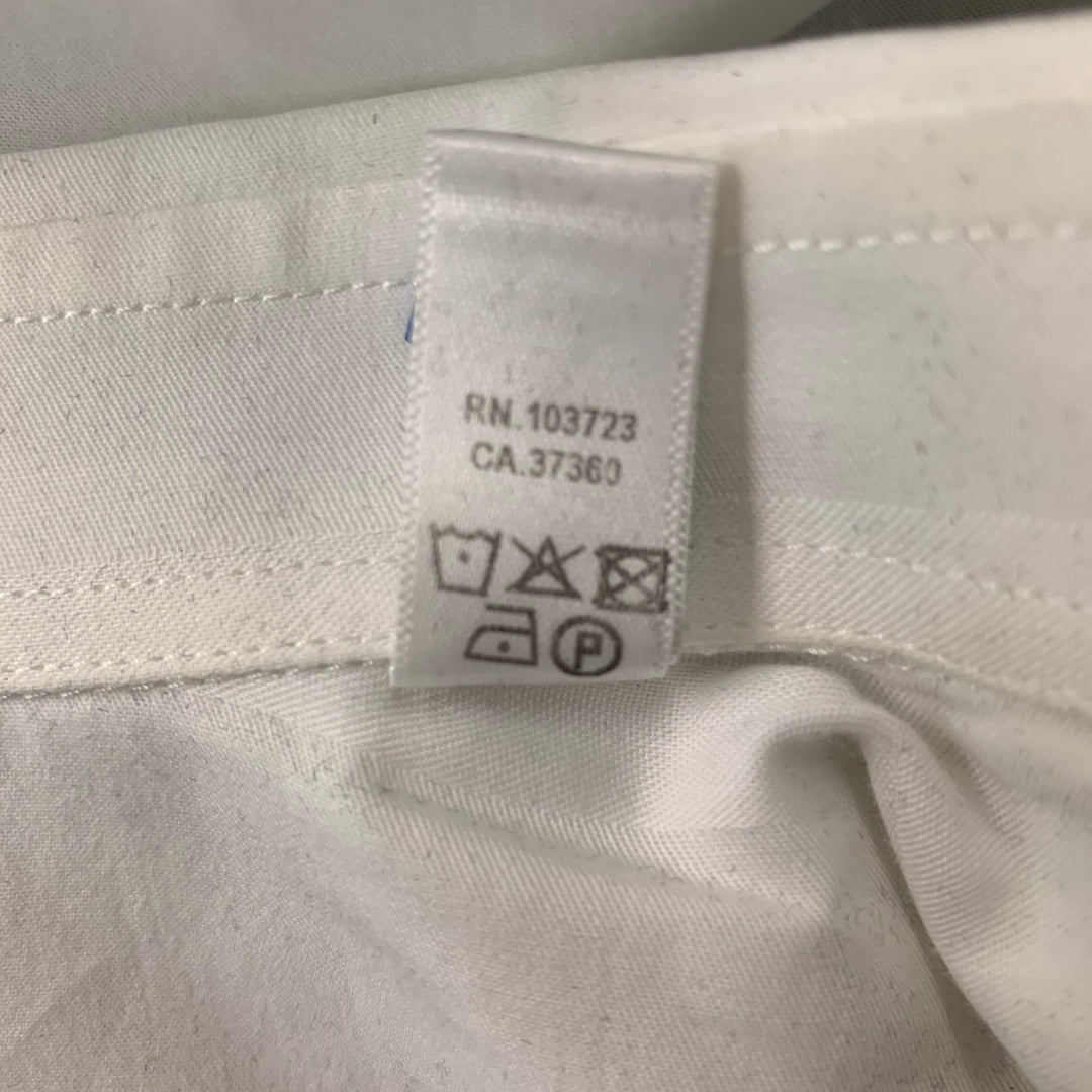 EMPORIO ARMANI Talla M Camisa de manga larga de algodón a rayas blancas sobre blanco