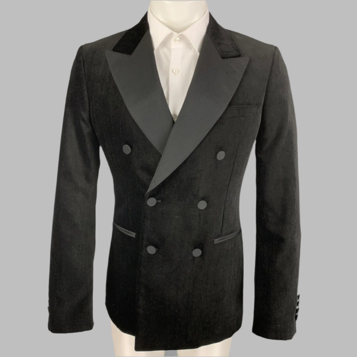 ALEXANDER MCQUEEN Size 38 Black Velvet Cotton Blend Sport Coat