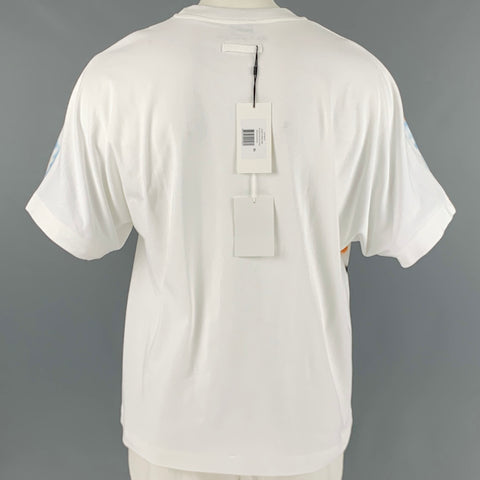 JEAN PAUL GAULTIER Size XL White Multi-Color Print Cotton Crew-Neck T-shirt