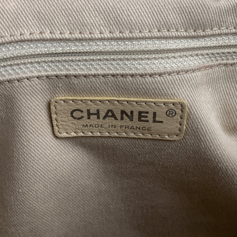 CHANEL Ivory Quilted Leather Tote Handbag