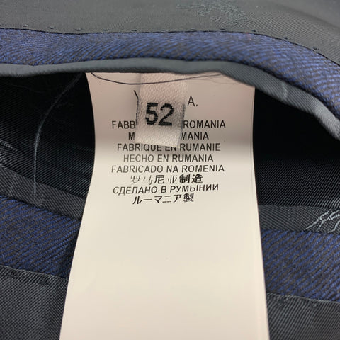 VERSACE COLLECTION Size 42 Navy & Black Wool Notch Lapel Sport Coat