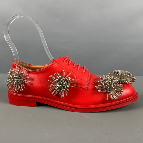 NOIR KEI NINOMIYA Talla 6 Cordones con apliques de cuero rojo