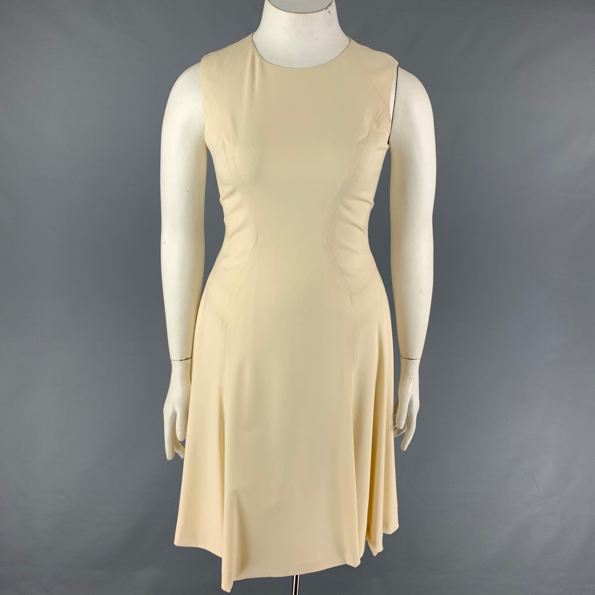 PRABAL GURUNG Size 10 Cream Wool A Line Dress Sui Generis