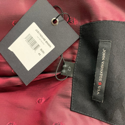 ISAIA Talla 40 Abrigo deportivo con solapa de muesca de lana a rayas fucsia negro