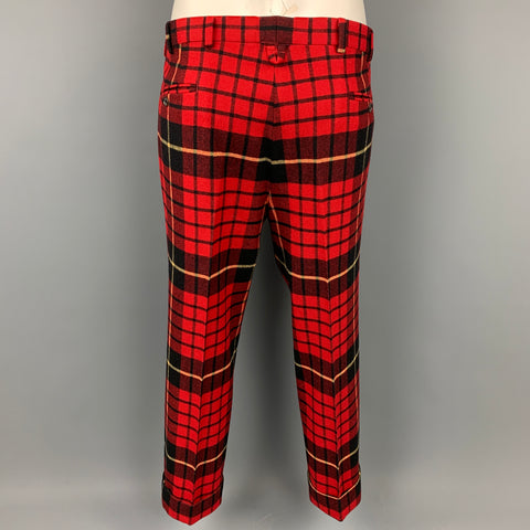 BLACK FLEECE Size 44 Red & Black Plaid Wool Zip Up Jacket & Pants Set