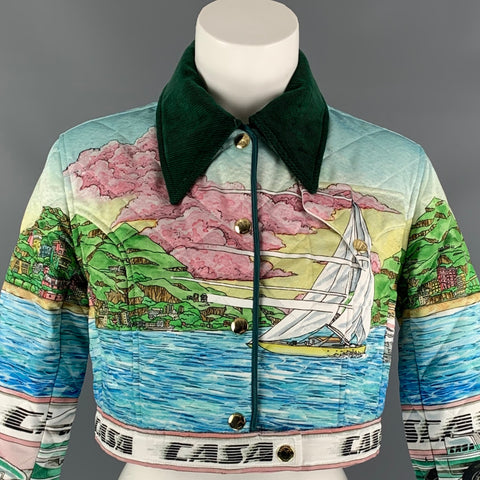 CASABLANCA Chaqueta corta de satén estampada multicolor talla XS