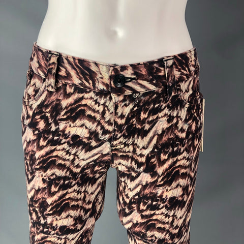 ALICE + OLIVIA Size 2 Beige &  Brown Cotton Blend Marbled Jeans