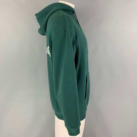 BALENCIAGA Size L Green Logo Cotton Hoodie Sweatshirt