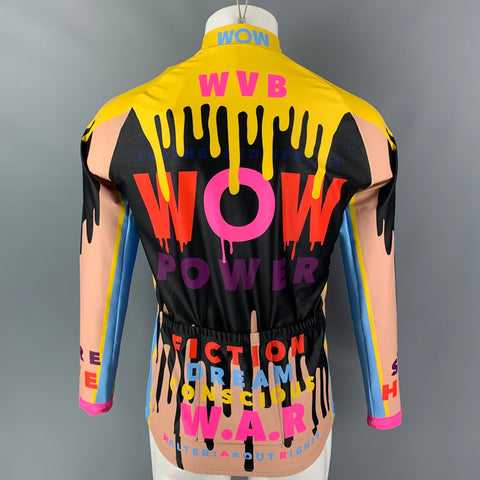WALTER VAN BEIRENDONCK FW19 Taille M Multicolore Rose Graphique Nylon Jersey Bike Top