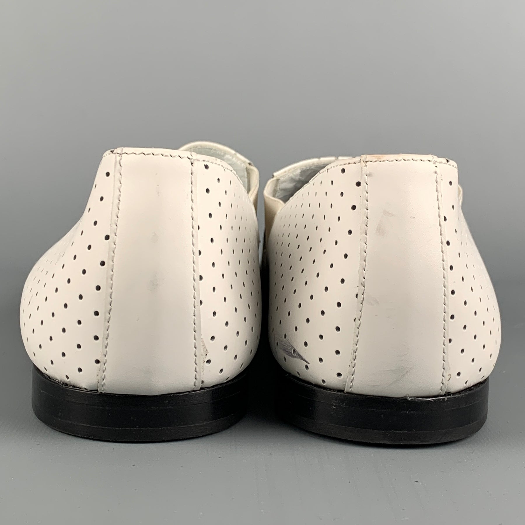 PAUL SMITH Size 11 White Perforated Leather Slip On Loafers – Sui